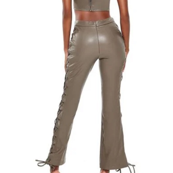 Forever 21 Lace-Up Faux Leather Bootcut Pants - Picture 3 of 6